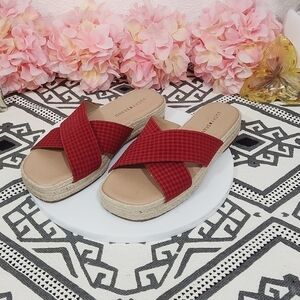 Lucky Brand Red Braided Raffia Plattorm LK-GAYTE Sandals Size: 9M